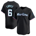 Johmsee M.Marlins #6 Otto Lopez Player Black  Home Limited Stitched Jerseys