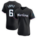 Johmsee M.Marlins #6 Otto Lopez Player Black Vapor Home Limited Elite Stitched Jerseys