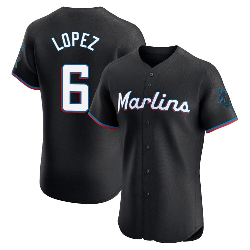 Johmsee M.Marlins #6 Otto Lopez Player Black Vapor Home Limited Elite Stitched Jerseys