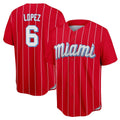 Johmsee M.Marlins #6 Otto Lopez Player Red City Connect Home Game Stitched Jerseys