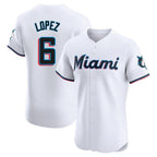 Johmsee M.Marlins #6 Otto Lopez Player White  Home Limited Elite Stitched Jerseys
