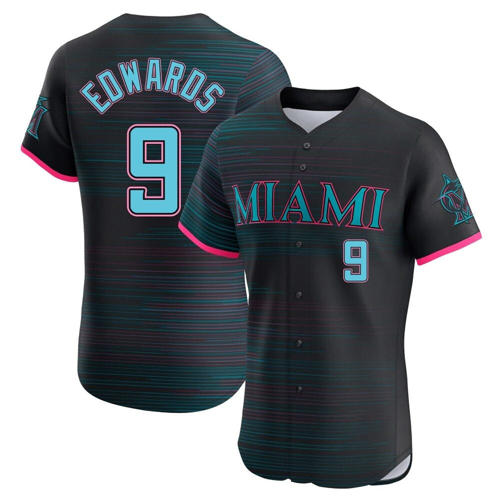 Johmsee M.Marlins #9 Xavier Edwards Player Black City Connect Home Limited Elite Stitched Jerseys