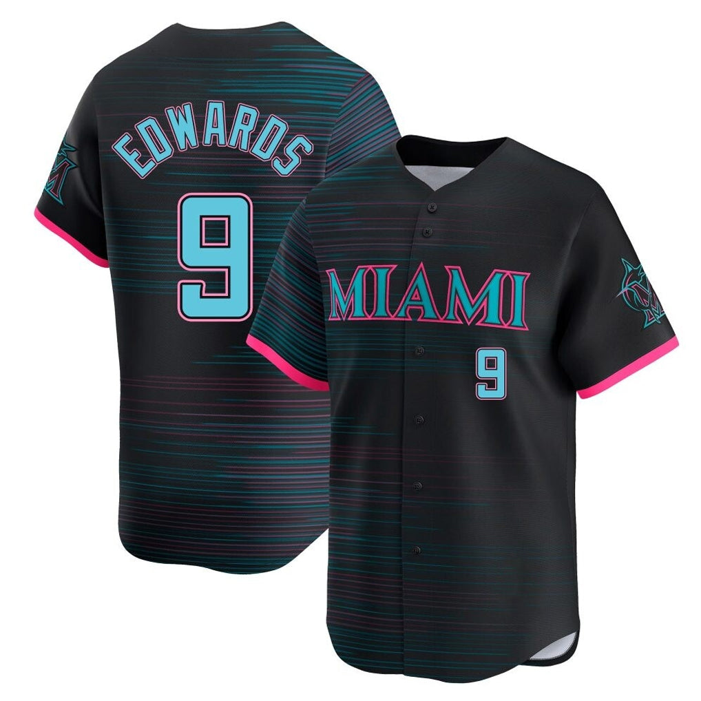 Johmsee M.Marlins #9 Xavier Edwards Player Black City Connect Home Limited Stitched Jerseys
