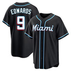 Johmsee M.Marlins #9 Xavier Edwards Player Black Fashion Out Home Game Stitched Jerseys
