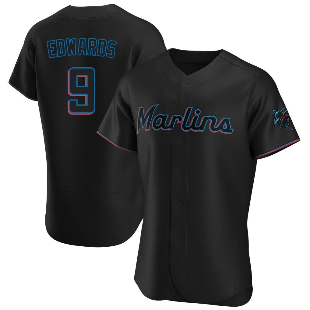 Johmsee M.Marlins #9 Xavier Edwards Player Black Home Limited Elite Stitched Jerseys