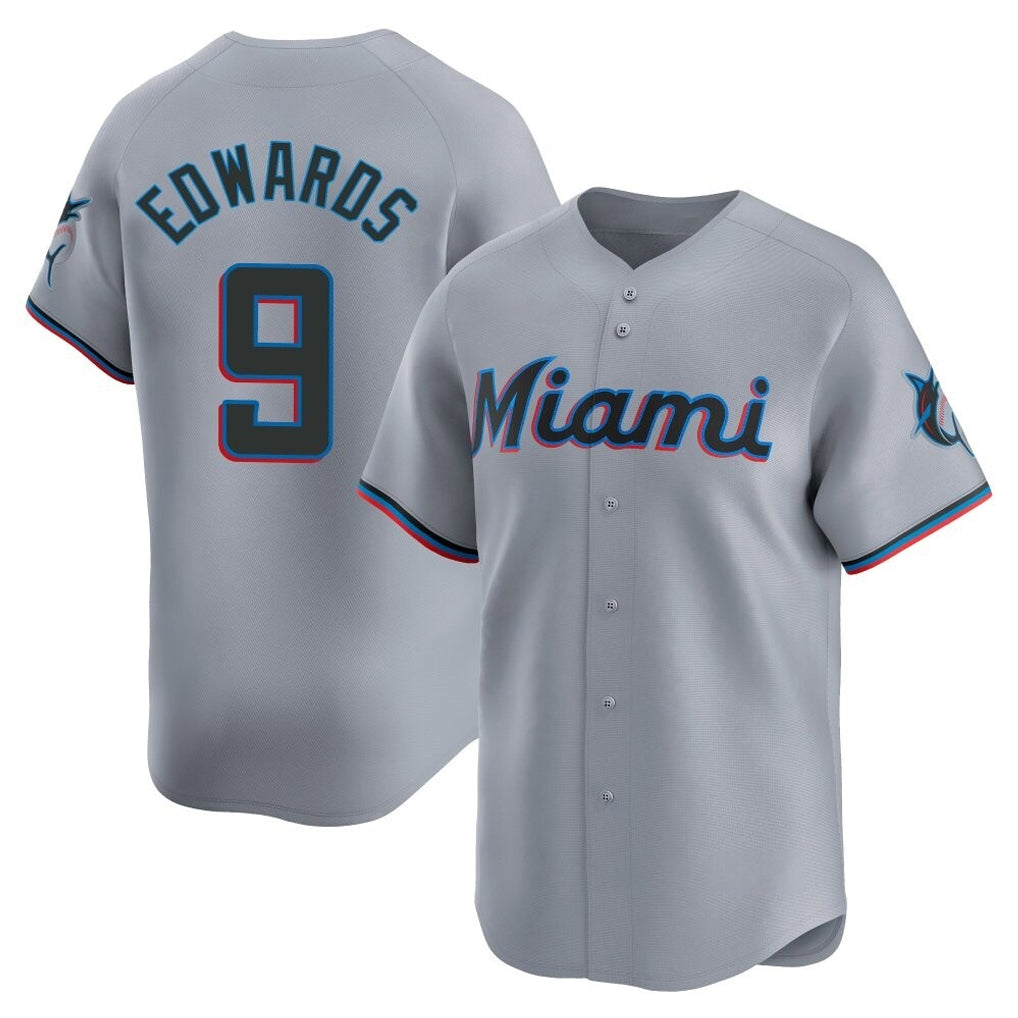 Johmsee M.Marlins #9 Xavier Edwards Player Gray Home Limited Stitched Jerseys