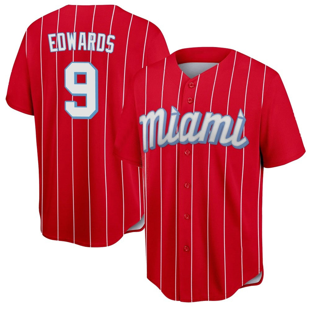 Johmsee M.Marlins #9 Xavier Edwards Player Red City Connect Home Game Stitched Jerseys