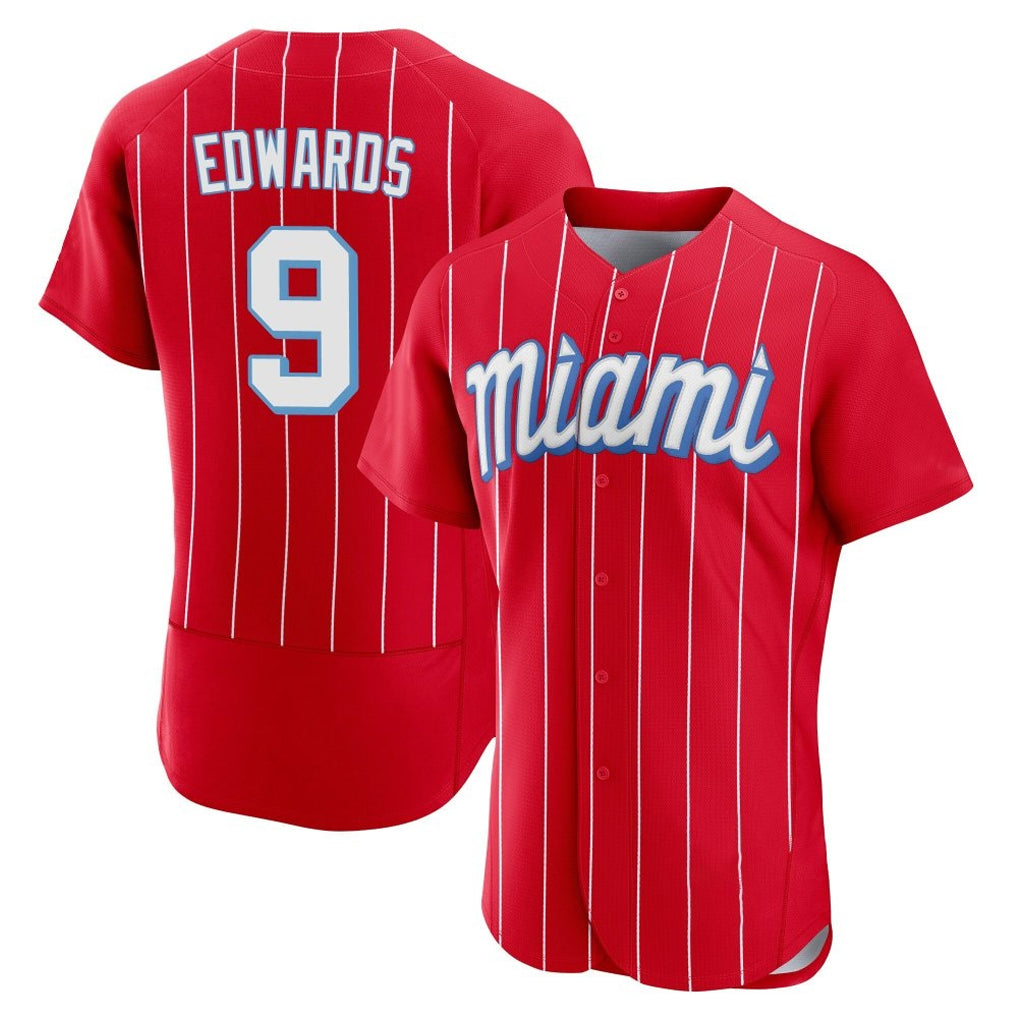 Johmsee M.Marlins #9 Xavier Edwards Player Red City Connect Home Limited Elite Stitched Jerseys