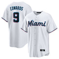 Johmsee M.Marlins #9 Xavier Edwards Player White  Home Game Stitched Jerseys