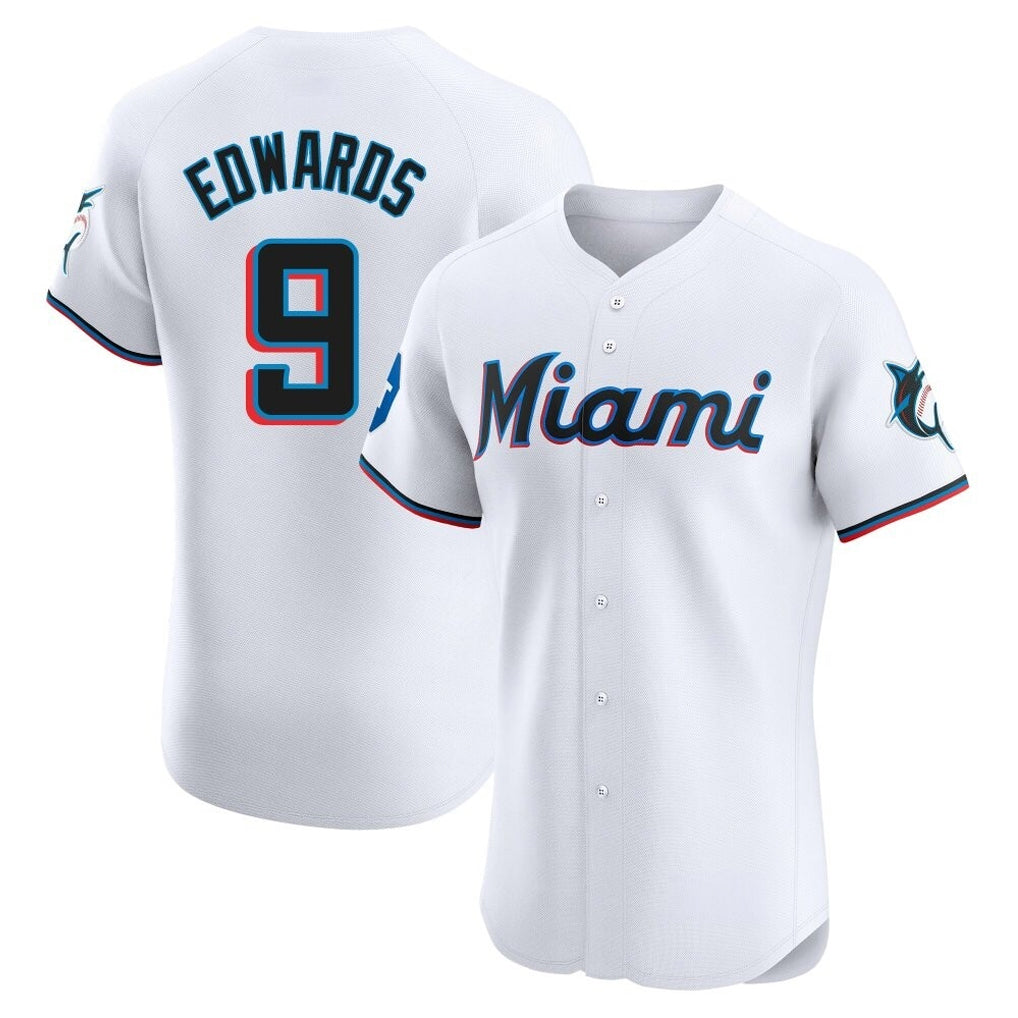 Johmsee M.Marlins #9 Xavier Edwards Player White  Home Limited Elite Stitched Jerseys