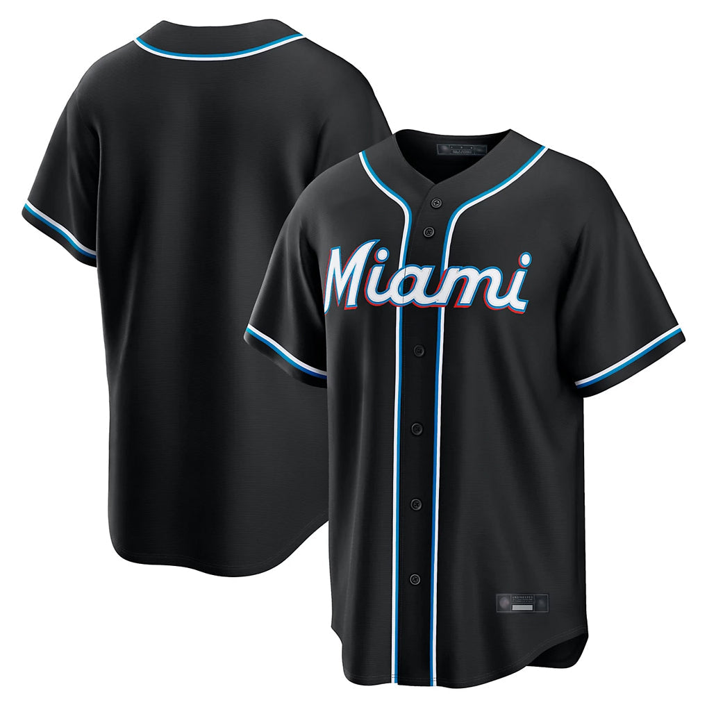Johmsee M.Marlins Blank Player Black Fashion Out Home Game Stitched Jerseys