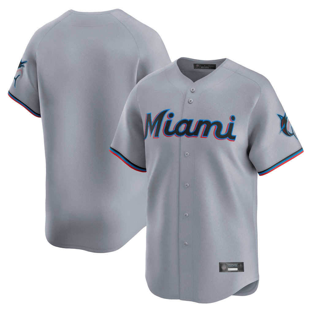 Johmsee M.Marlins Blank Player Gray Home Limited Stitched Jerseys
