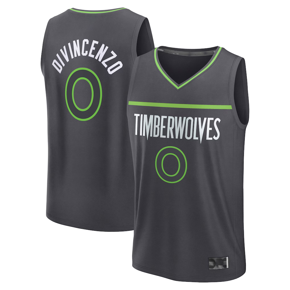 Johmsee M.Timberwolves #0 Donte DiVincenzo Charcoal Fast Break Replica Player Stitched Jerseys - Statement Edition