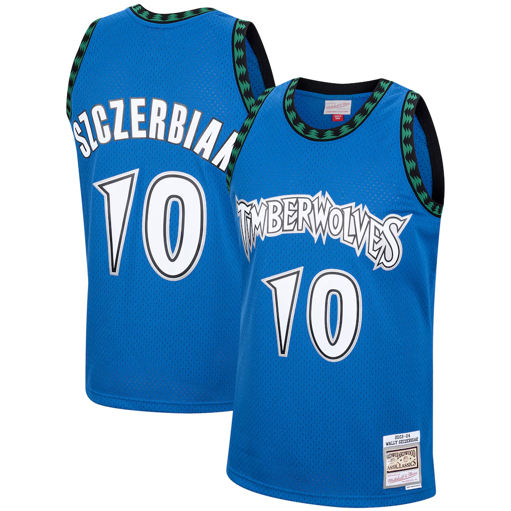 Johmsee M.Timberwolves #10 Wally Szczerbiak Mitchell & Ness Blue 2003-2004 Hardwood Classics Swingman Stitched Jerseys