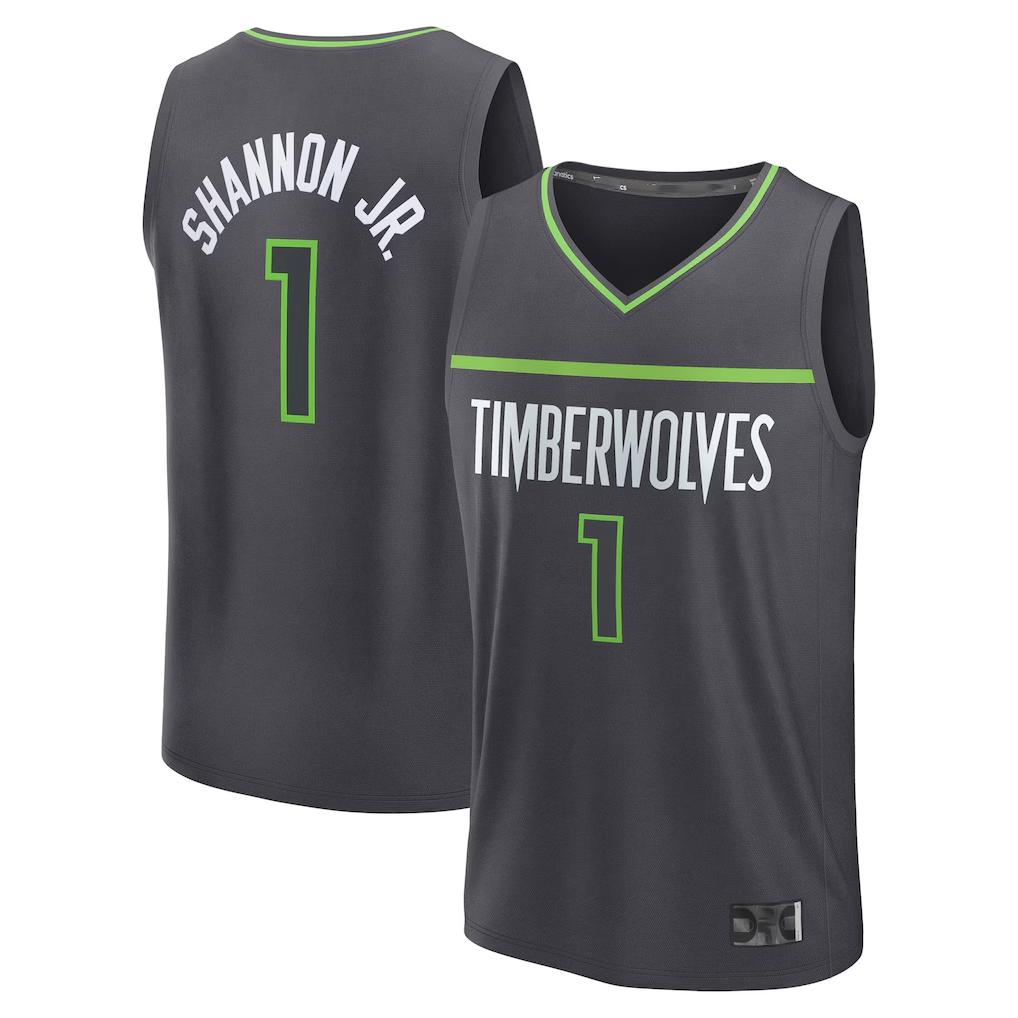 Johmsee M.Timberwolves #1 Terrence Shannon Jr. Anthracite Fast Break Replica Stitched Jerseys - Statement Edition
