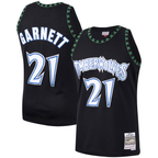 Johmsee M.Timberwolves #21 Kevin Garnett Mitchell & Ness Black Hardwood Classics Swingman Stitched Jerseys
