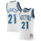 Johmsee M.Timberwolves #21 Kevin Garnett Mitchell & Ness White 1995-1996 Hardwood Classics Swingman Stitched Jerseys