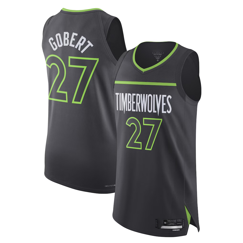 Johmsee M.Timberwolves #27 Rudy Gobert Jordan Brand Anthracite Authentic Stitched Jerseys- Statement Edition