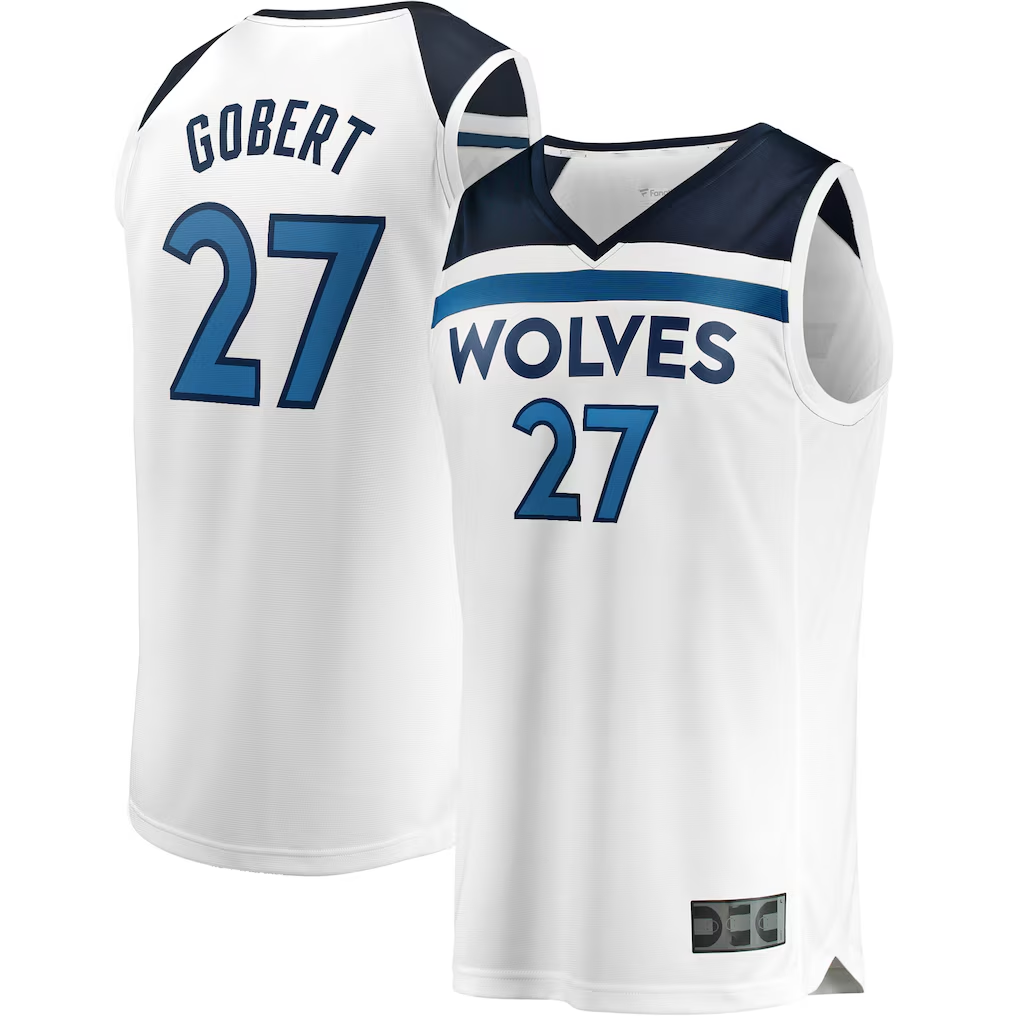 Johmsee M.Timberwolves #27 Rudy Gobert White Fast Break Replica Player Stitched Jerseys - Association Edition