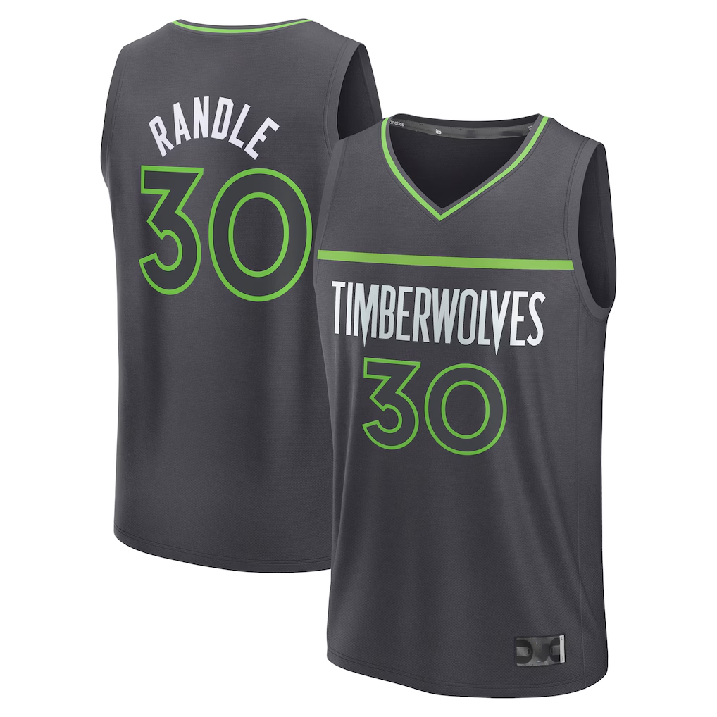 Johmsee M.Timberwolves #30 Julius Randle Charcoal Fast Break Replica Player Stitched Jerseys - Statement Edition