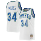 Johmsee M.Timberwolves #34 Isaiah Rider Mitchell & Ness White 1995-1996 Hardwood Classics Swingman Stitched Jerseys