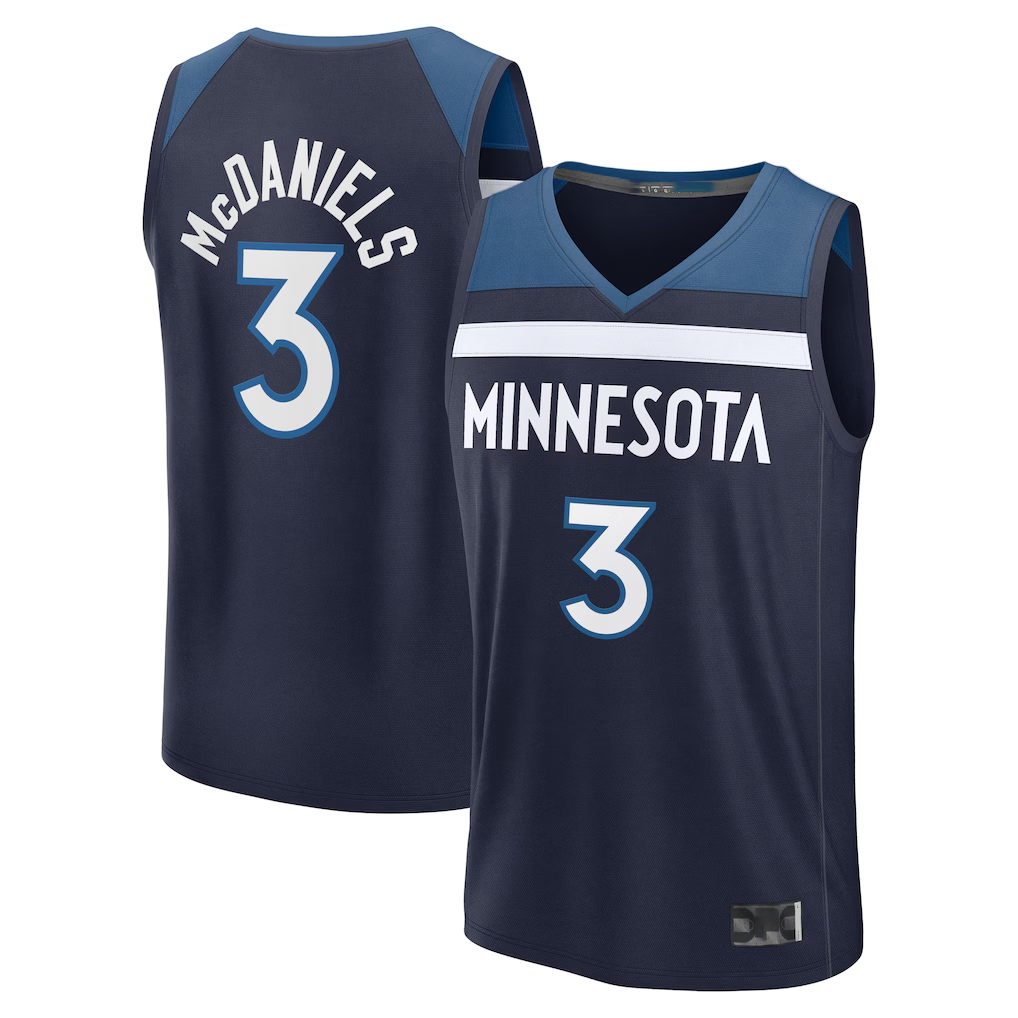 Johmsee M.Timberwolves #3 Jaden McDaniels Navy Fast Break Replica Stitched Jerseys - Icon Edition