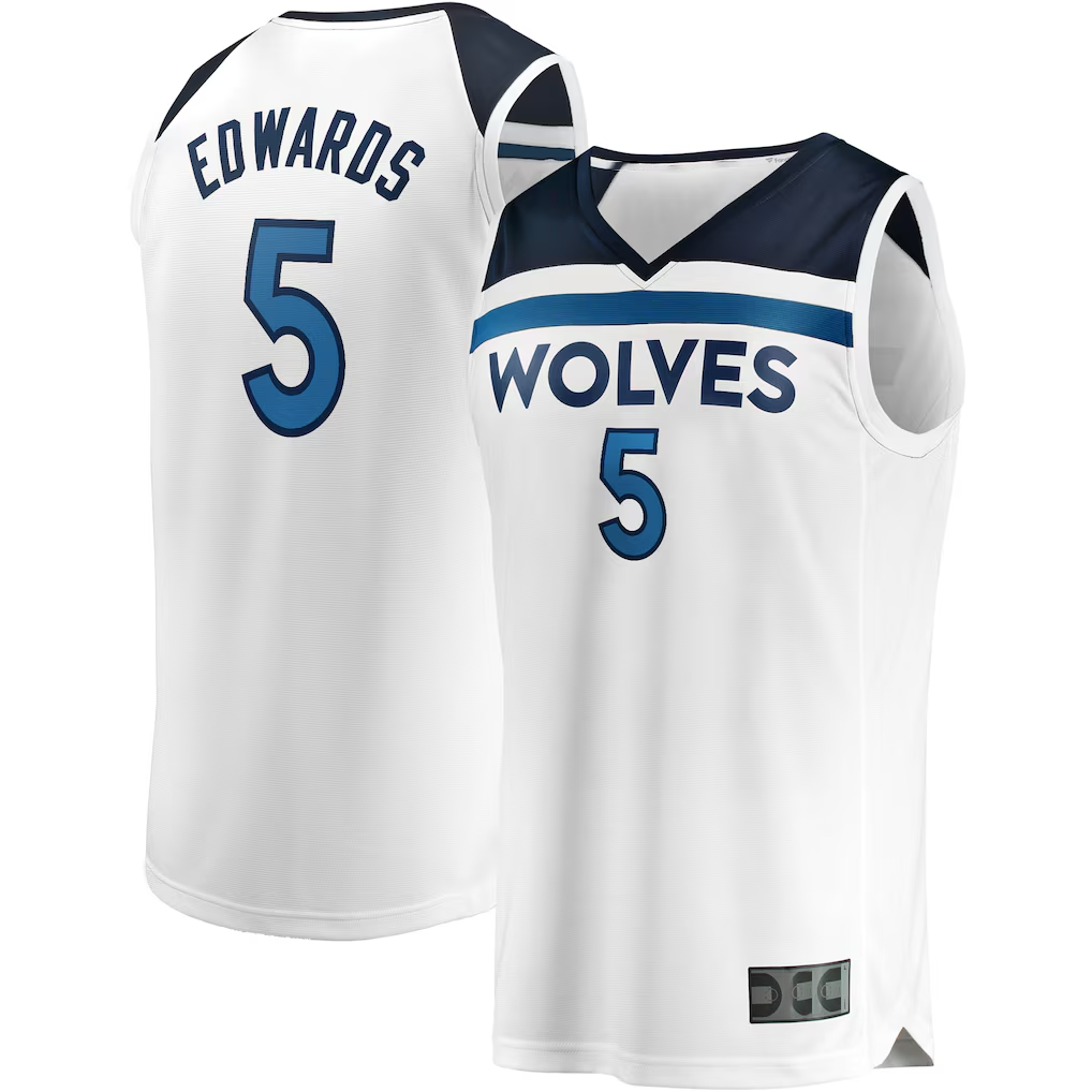 Johmsee M.Timberwolves #5 Anthony Edwards White Fast Break Replica Player Stitched Jerseys - Association Edition