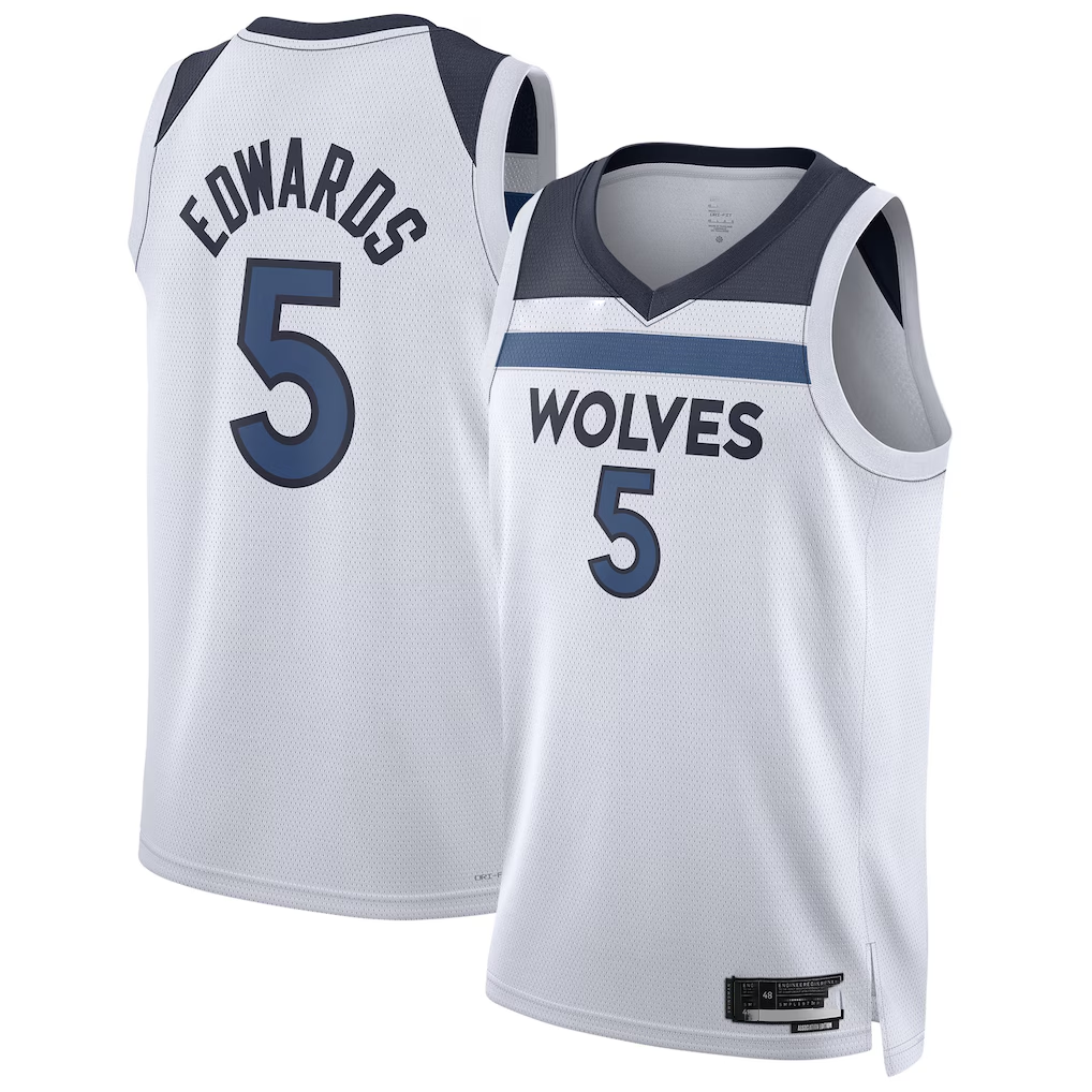 Johmsee M.Timberwolves #5 Anthony Edwards White Swingman Stitched Jerseys - Association Edition