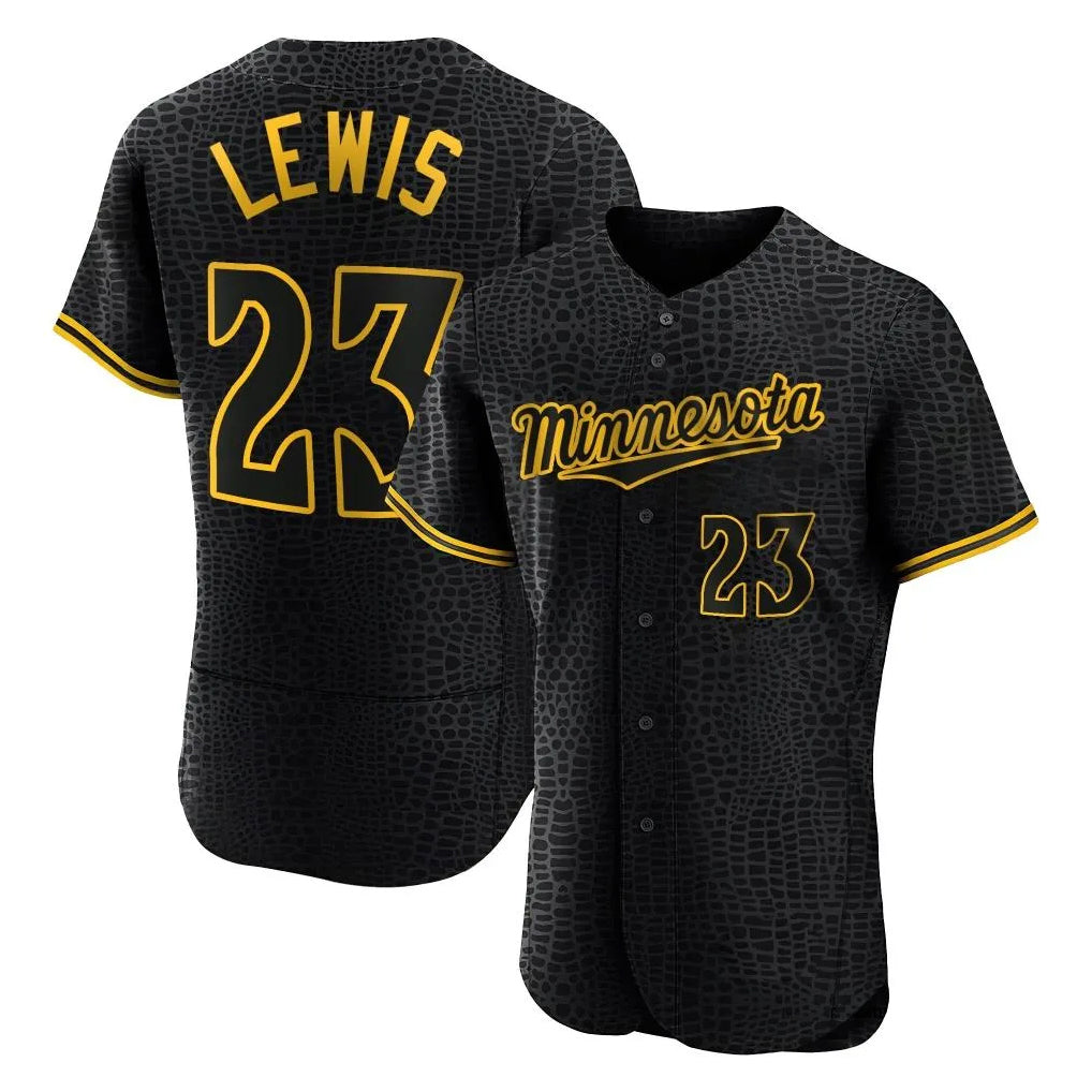 Johmsee M.Twins #23 Royce Lewis Player Black Snake Skin City Home Limited Elite Stitched Jerseys