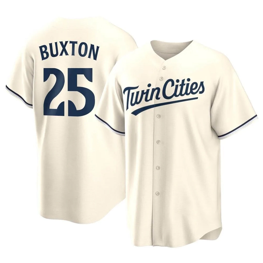 Johmsee M.Twins #25 Byron Buxton Player Cream Game Limited Home Stitched Jerseys