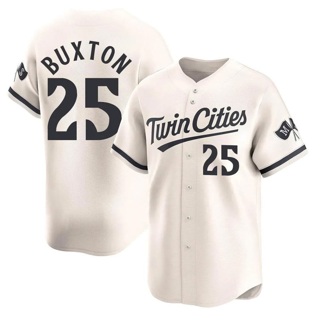 Johmsee M.Twins #25 Byron Buxton Player Cream Home Limited Stitched Jerseys