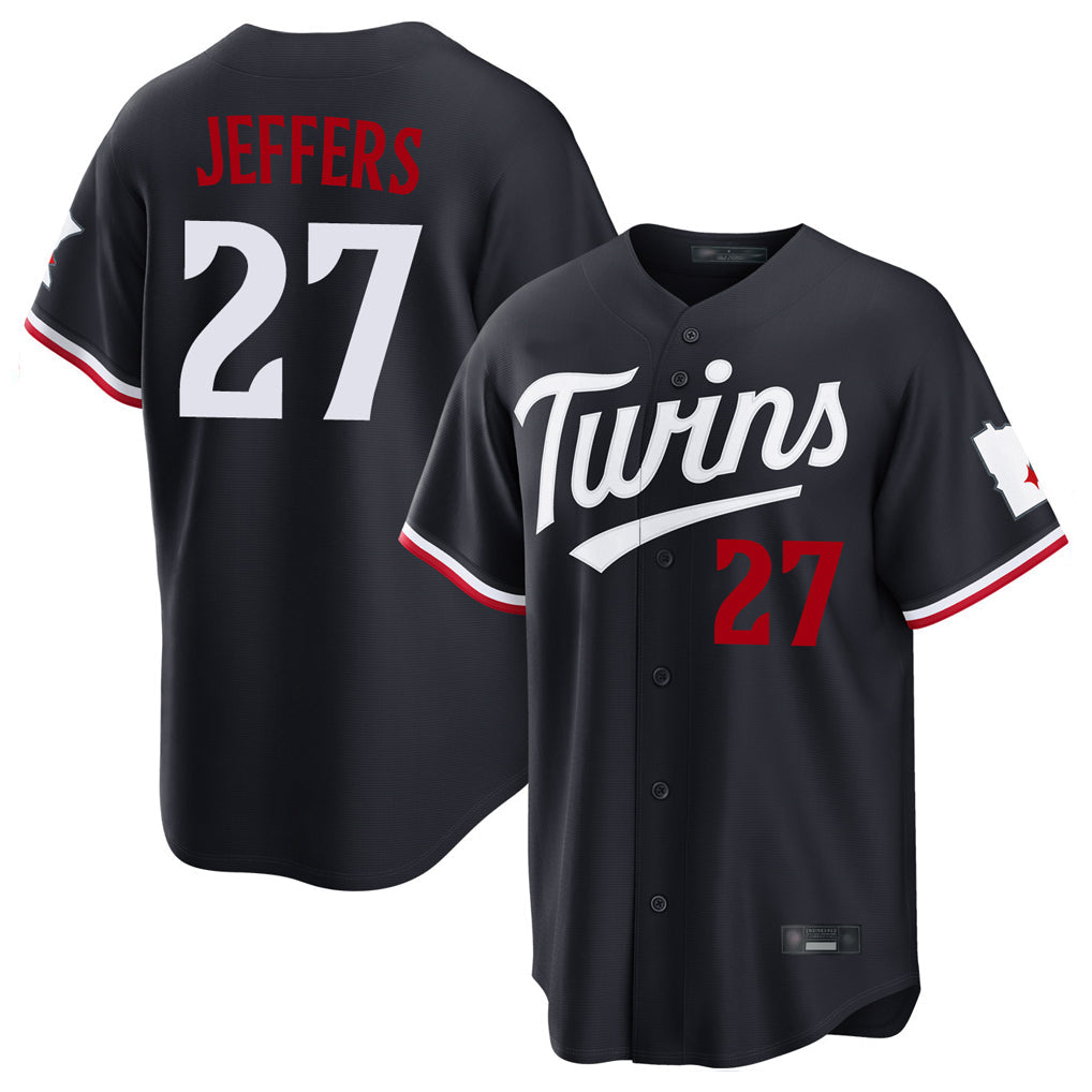 Johmsee M.Twins #27 Ryan Jeffers Player Navy Home Game Stitched Jerseys