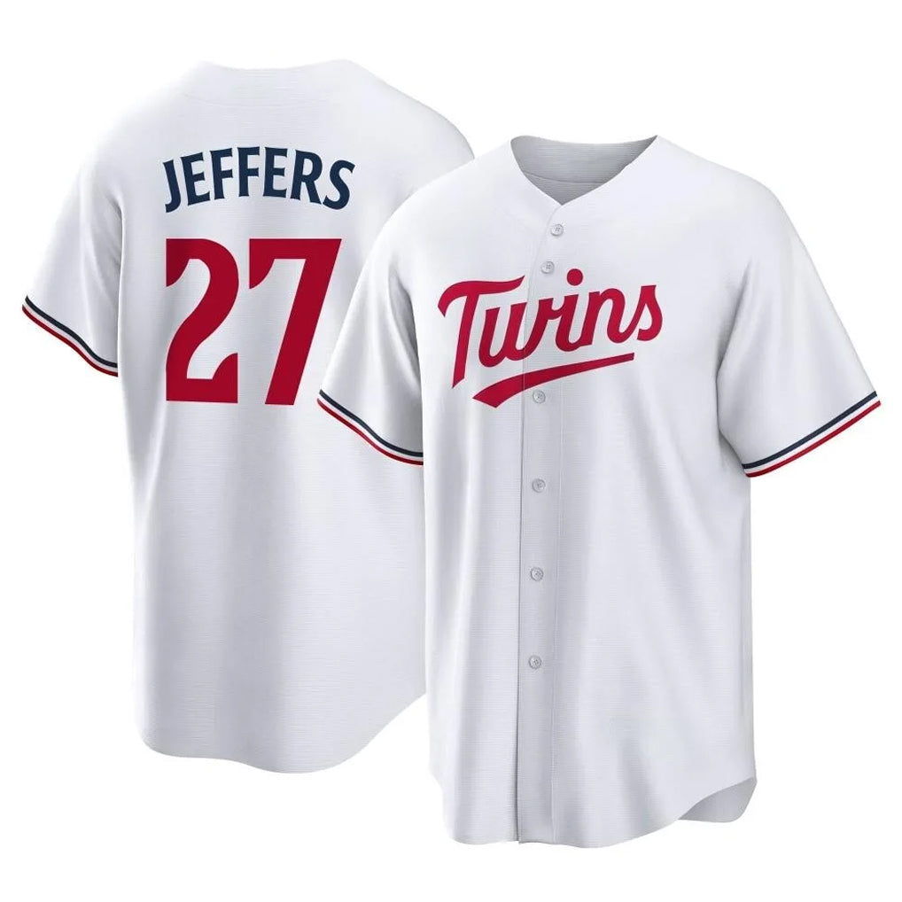 Johmsee M.Twins #27 Ryan Jeffers Player White Home Game Stitched Jerseys