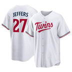 Johmsee M.Twins #27 Ryan Jeffers Player White Home Game Stitched Jerseys