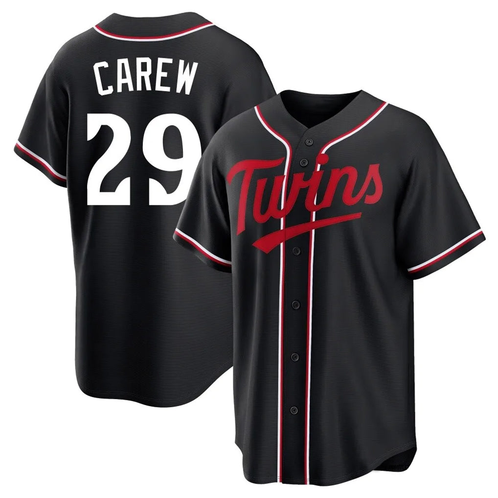 Johmsee M.Twins #29 Rod Carew Player Black Fashion Out Home Limited Stitched Jerseys