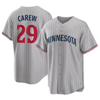 Johmsee M.Twins #29 Rod Carew Player Gray Game Limited Home Stitched Jerseys