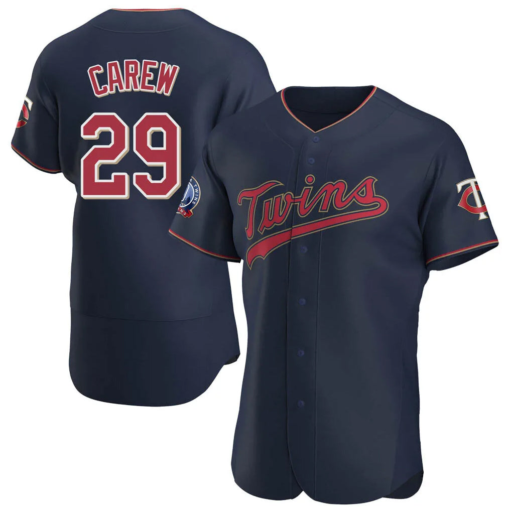 Johmsee M.Twins #29 Rod Carew Player Navy 60th Home Limited Elite Stitched Jerseys