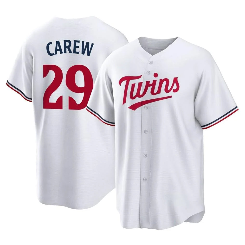 Johmsee M.Twins #29 Rod Carew Player White Home Game Stitched Jerseys