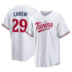 Johmsee M.Twins #29 Rod Carew Player White Home Game Stitched Jerseys