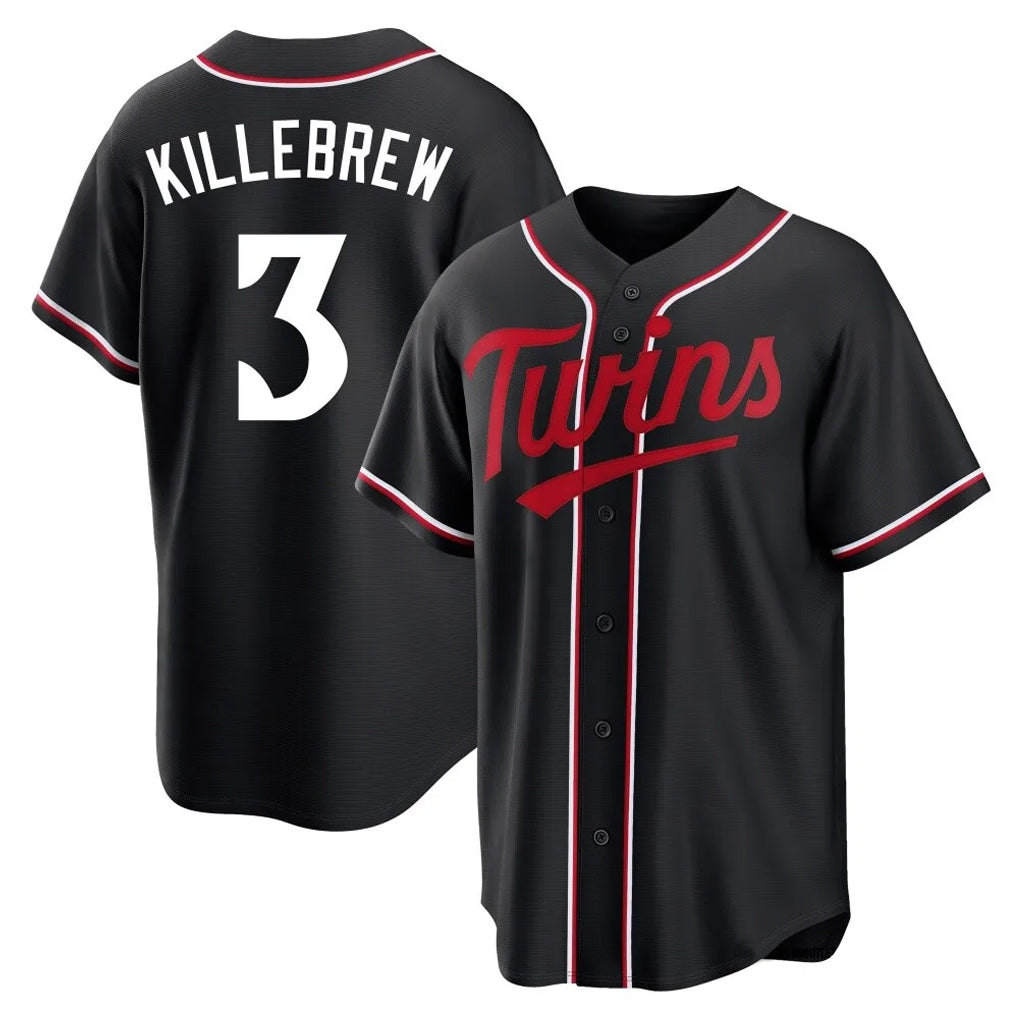 Johmsee M.Twins #3 Harmon Killebrew Player Black Fashion Out Home Limited Stitched Jerseys