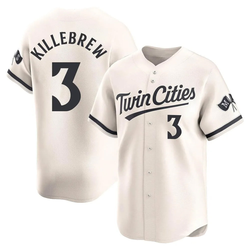 Johmsee M.Twins #3 Harmon Killebrew Player Cream Home Limited Stitched Jerseys