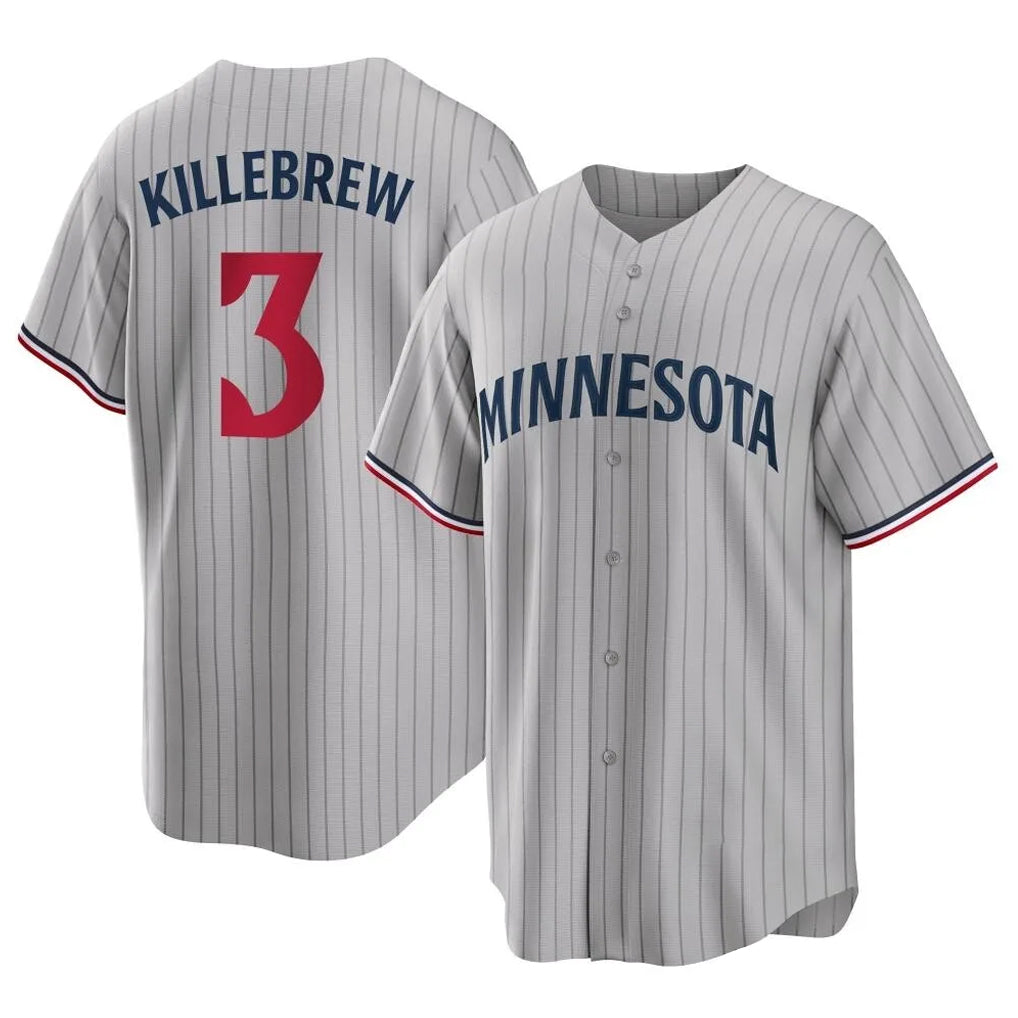 Johmsee M.Twins #3 Harmon Killebrew Player Gray Game Limited Home Stitched Jerseys