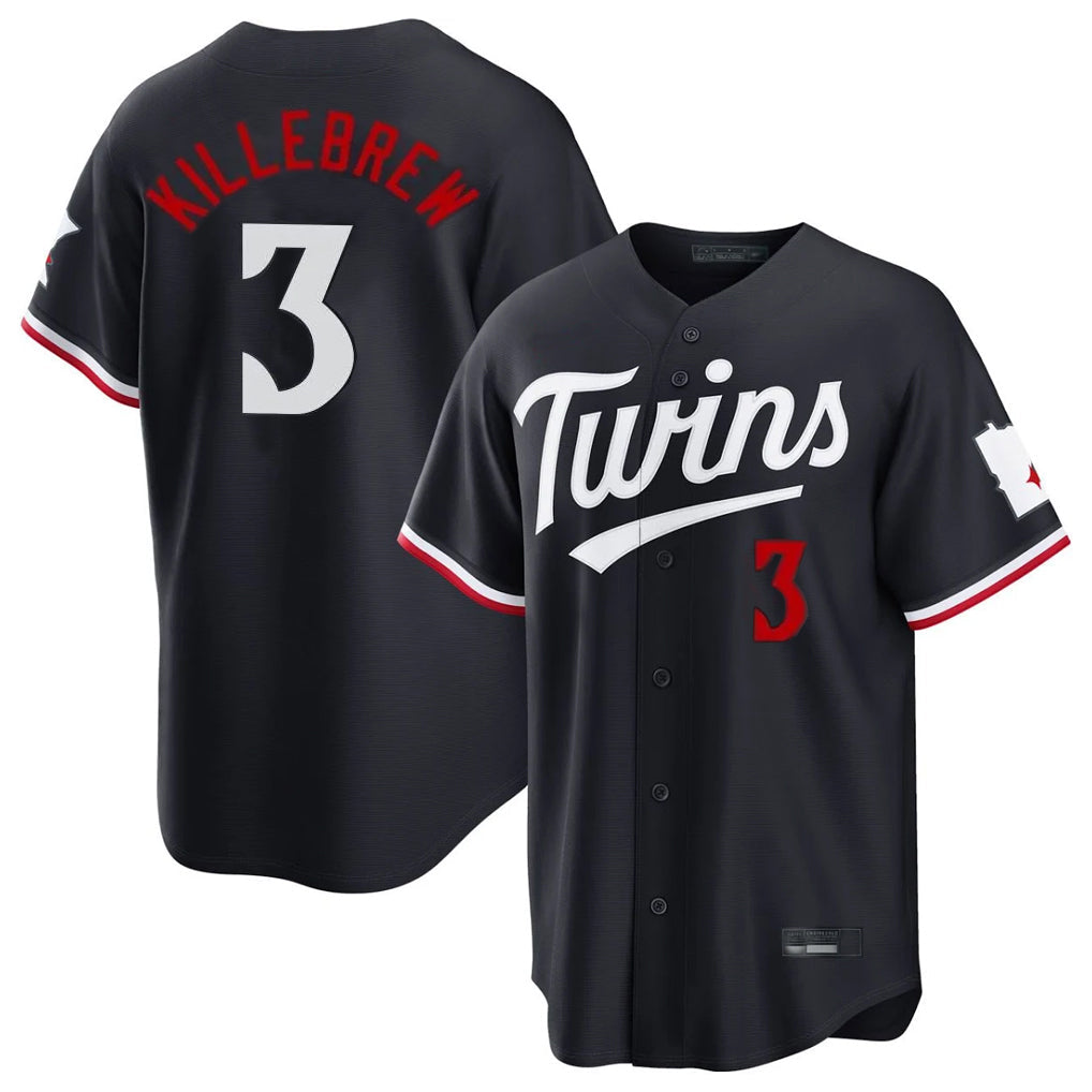 Johmsee M.Twins #3 Harmon Killebrew Player Navy Home Game Stitched Jerseys