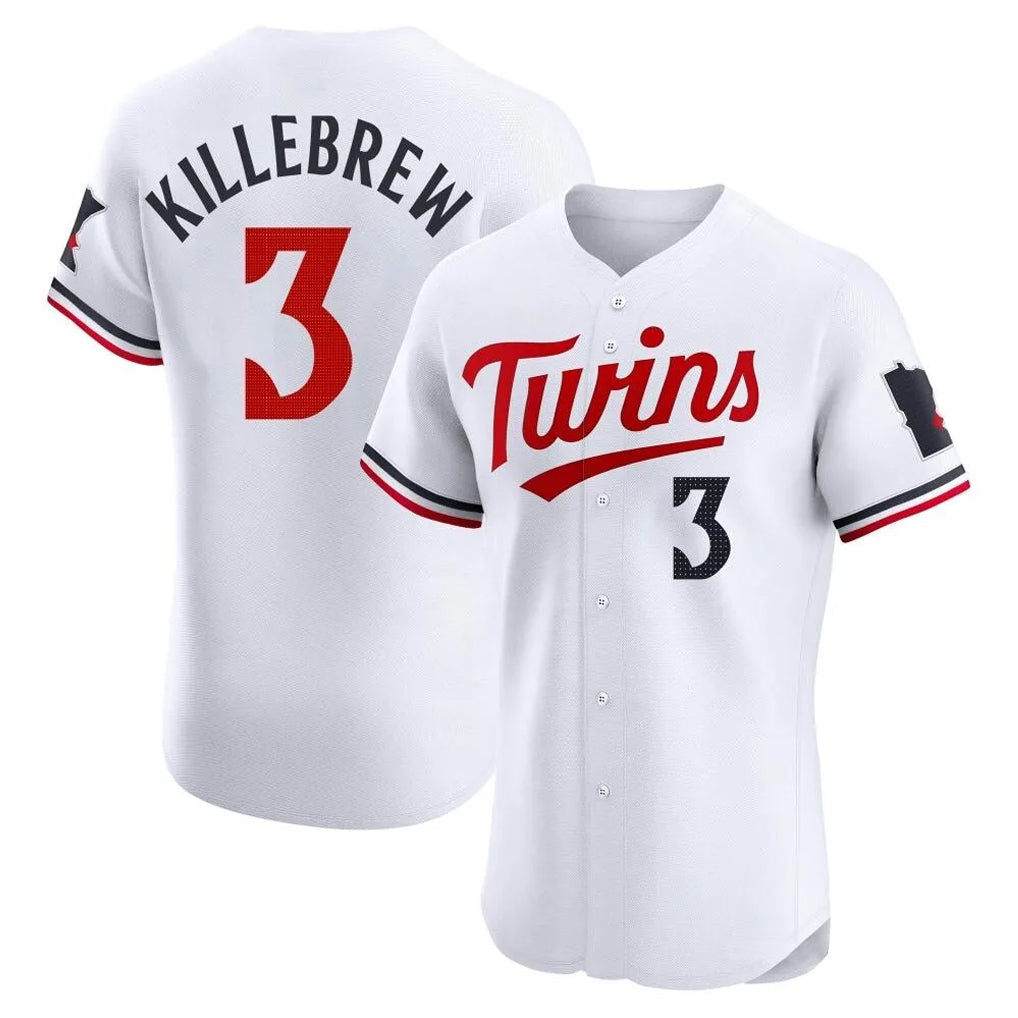 Johmsee M.Twins #3 Harmon Killebrew Player White Home Limited Elite Stitched Jerseys
