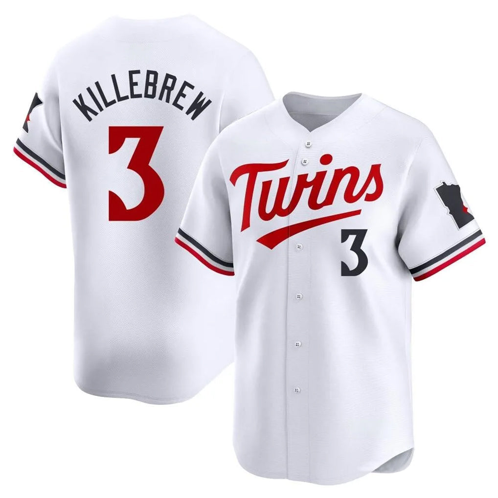 Johmsee M.Twins #3 Harmon Killebrew Player White Home Limited Stitched Jerseys