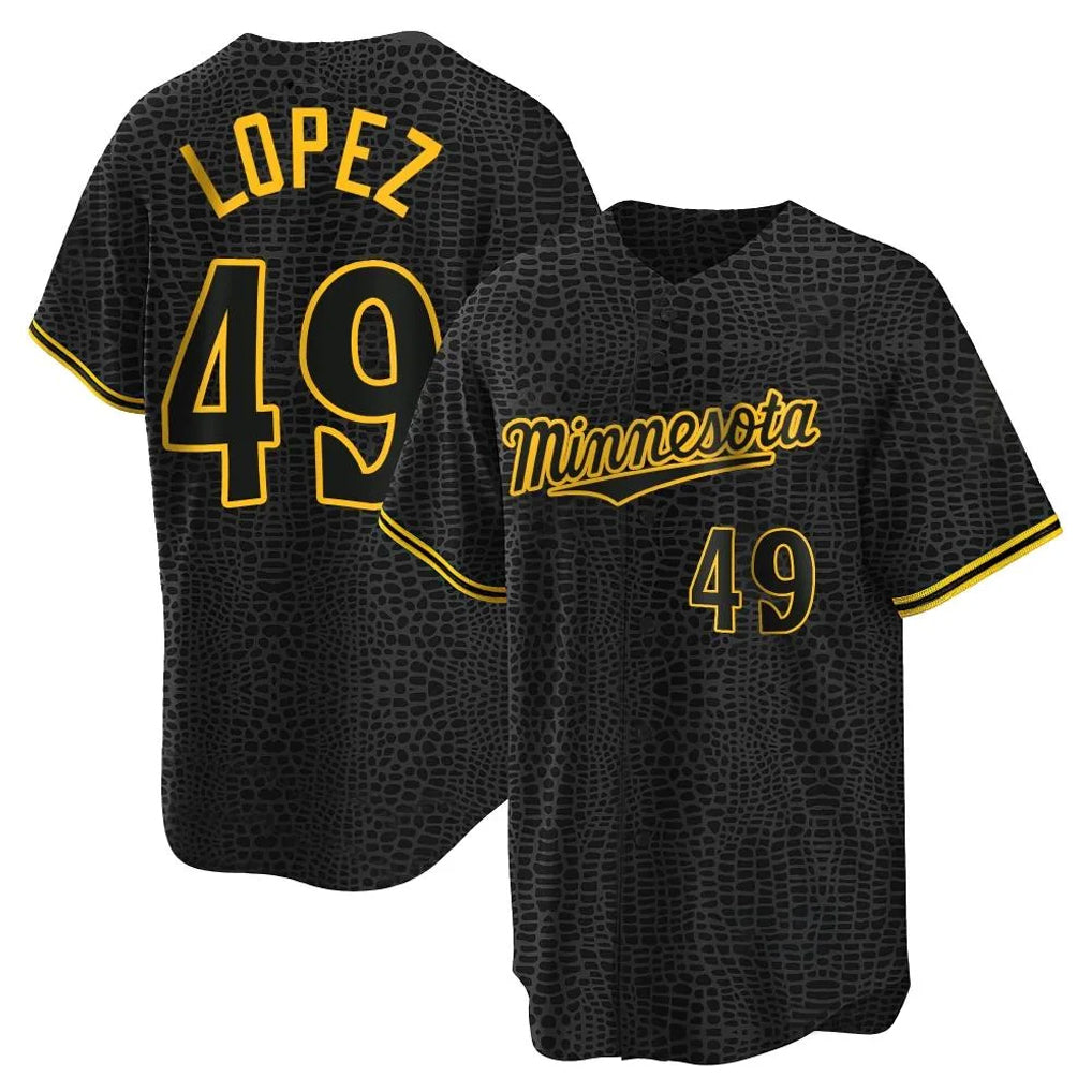 Johmsee M.Twins #49 Pablo Lopez Player Black Snake Skin City Home Game Stitched Jerseys