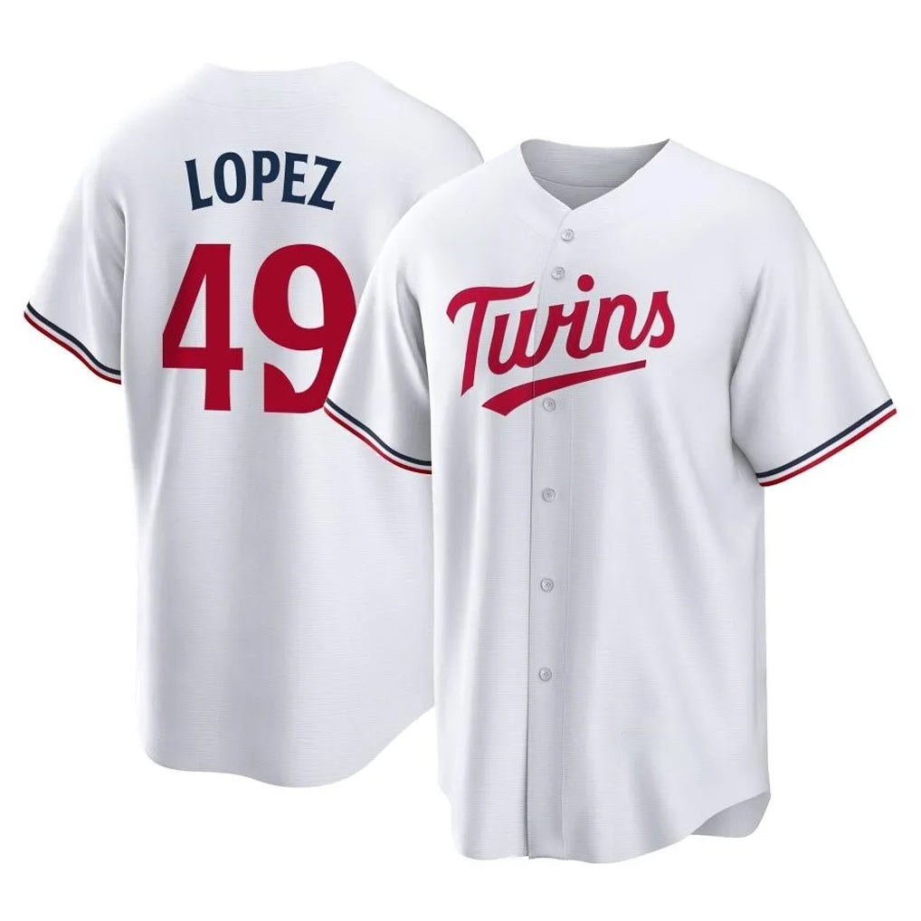 Johmsee M.Twins #49 Pablo Lopez Player White Home Game Stitched Jerseys