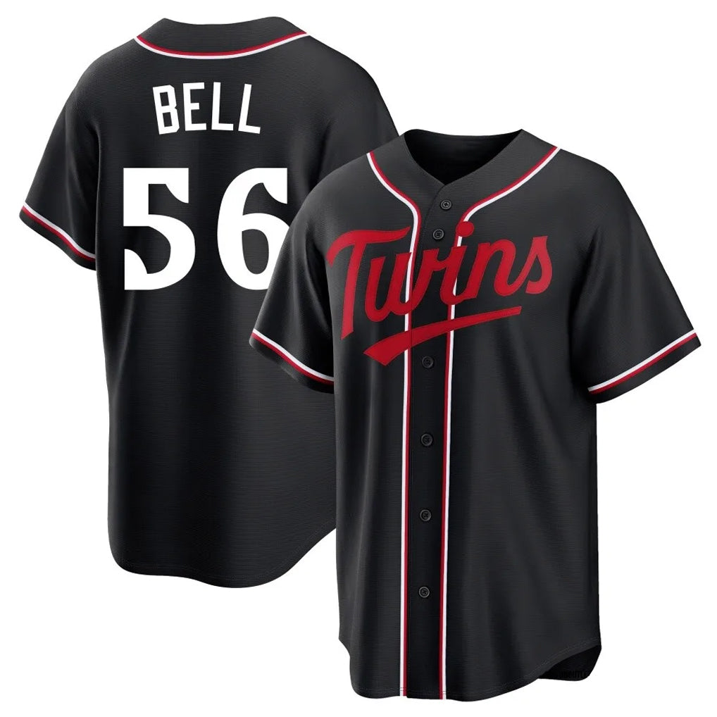 Johmsee M.Twins #56 Josh Bell Player Black Fashion Out Home Limited Stitched Jerseys