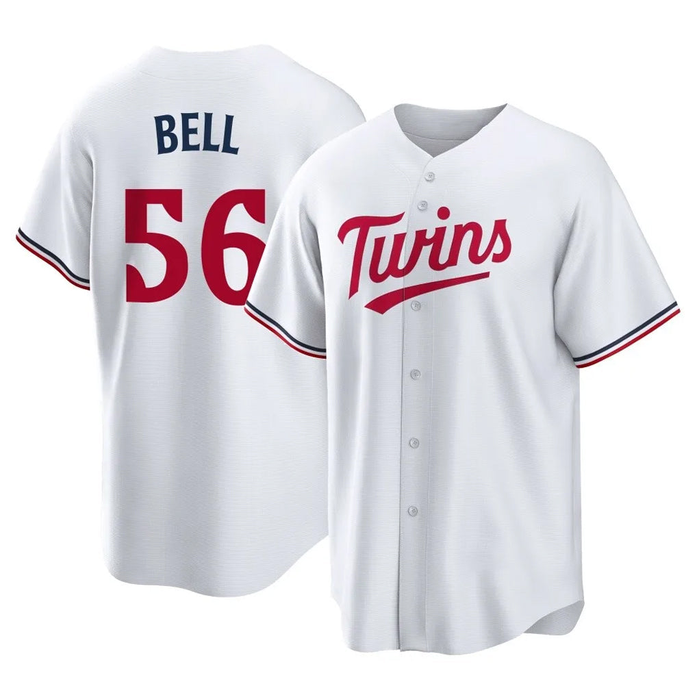 Johmsee M.Twins #56 Josh Bell Player White Home Game Stitched Jerseys