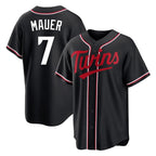 Johmsee M.Twins #7 Joe Mauer Player Black Fashion Out Home Limited Stitched Jerseys